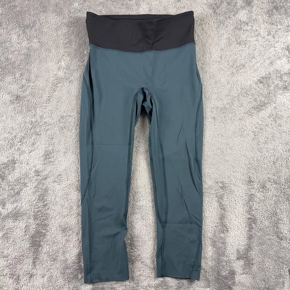 Lululemon Wunder Train Leggings Womens 6 Green Black Crop High Rise Zip Pocket